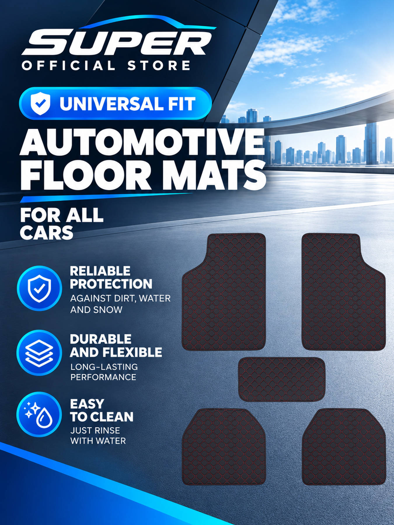 Car Floor Mats Universal Waterproof Leather - Juego completo de alfombrillas para el