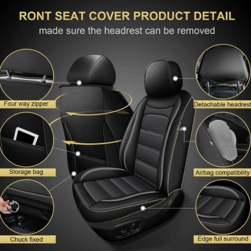 Funda de asiento universal neg - Leather Car Seat Covers Full Set Universal reseña y precio