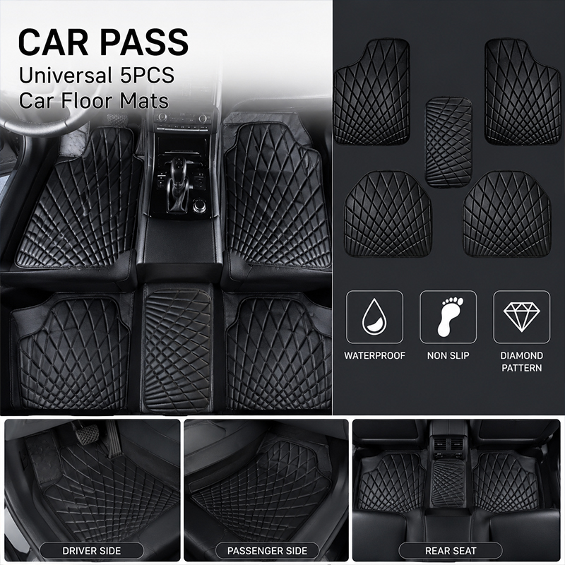Juego de 5 Alfombrillas Univer - Car Floor Mats Universal Waterproof Leather reseña y precio